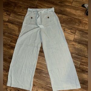 NY&CO Pants Size 8 Seafoam Blue Wide Leg High Waisted Workwear Resort